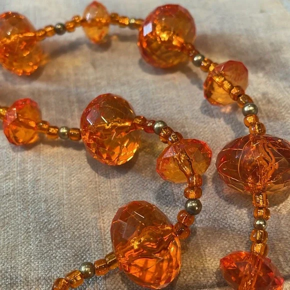 Vintage Tangerine Orange & Gold Pendant Necklace - Picture 2 of 9